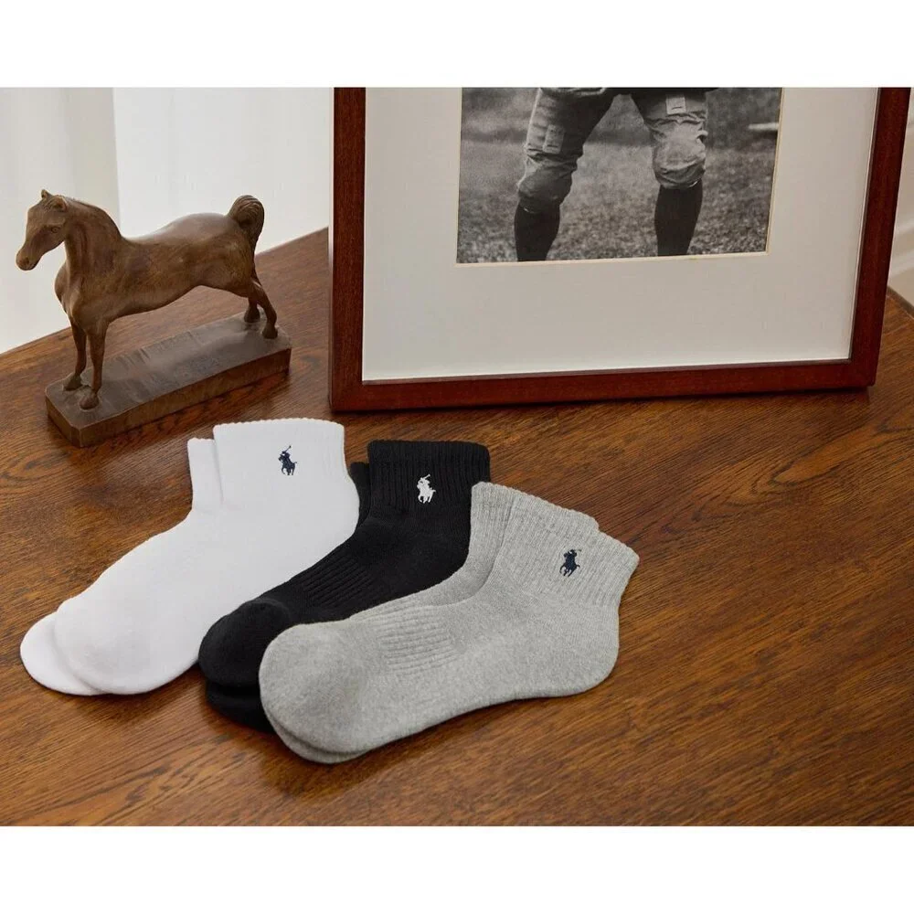 Men's Classic Sport Solid Socks 6 Pair Pack - Cushioned Cotton Comfort, Black, 6